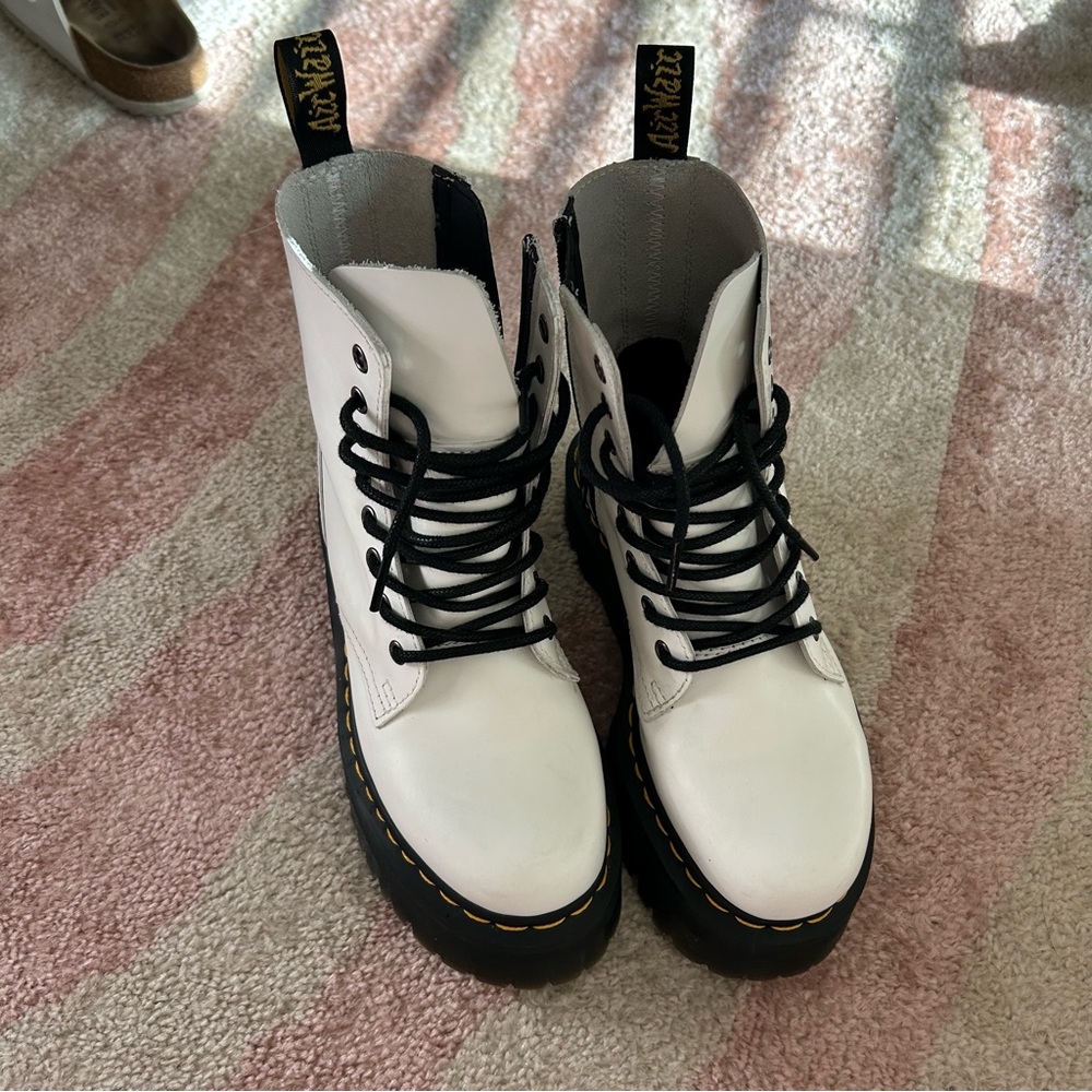Dr. Martens White Jadon Smooth Leather Platform Boots - Picture 9 of 15